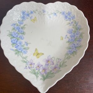 Heart Shaped Mikasa Trinket/Candy Dish Thinking of You Flowers Butterflies